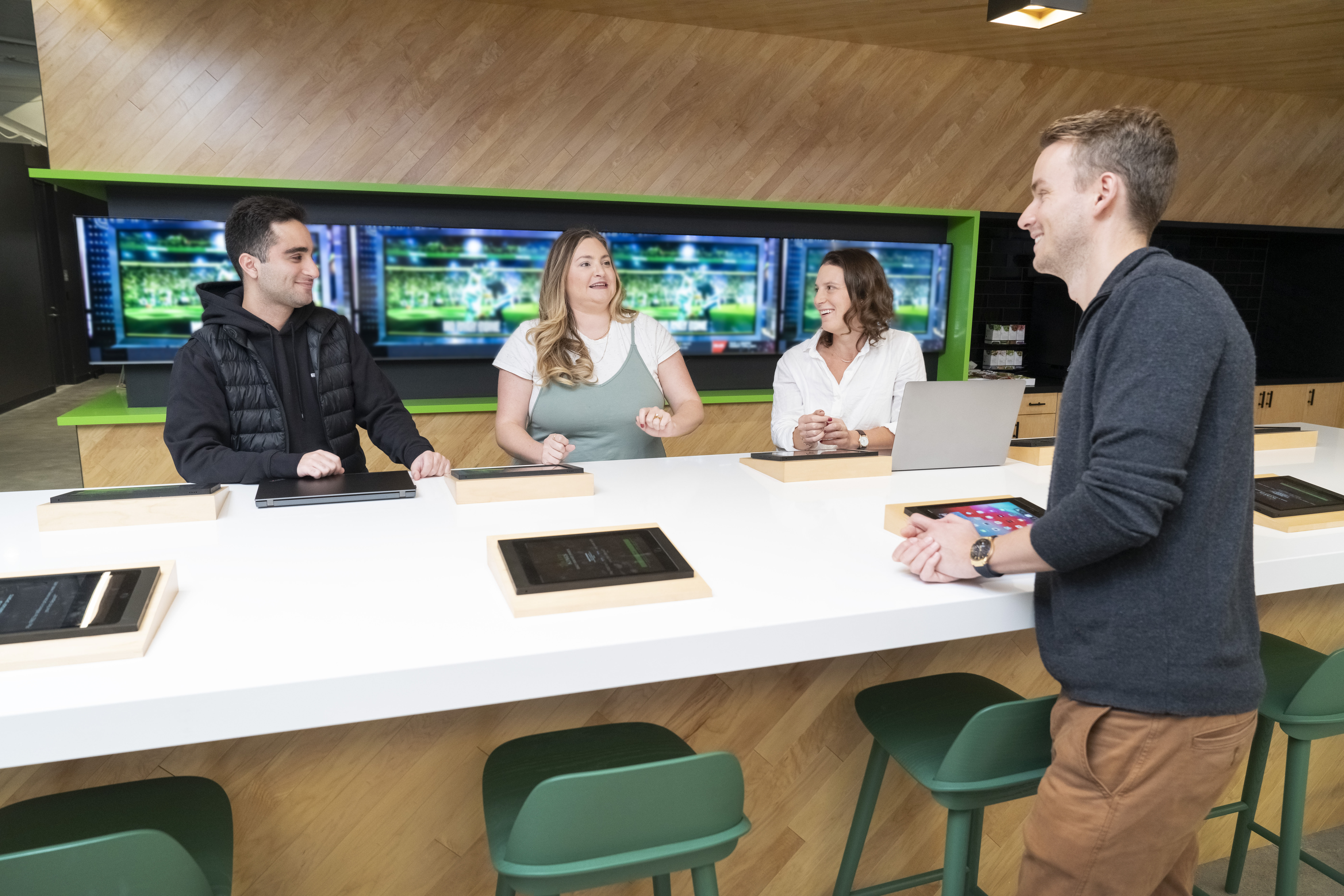 a group of people sitting at a table