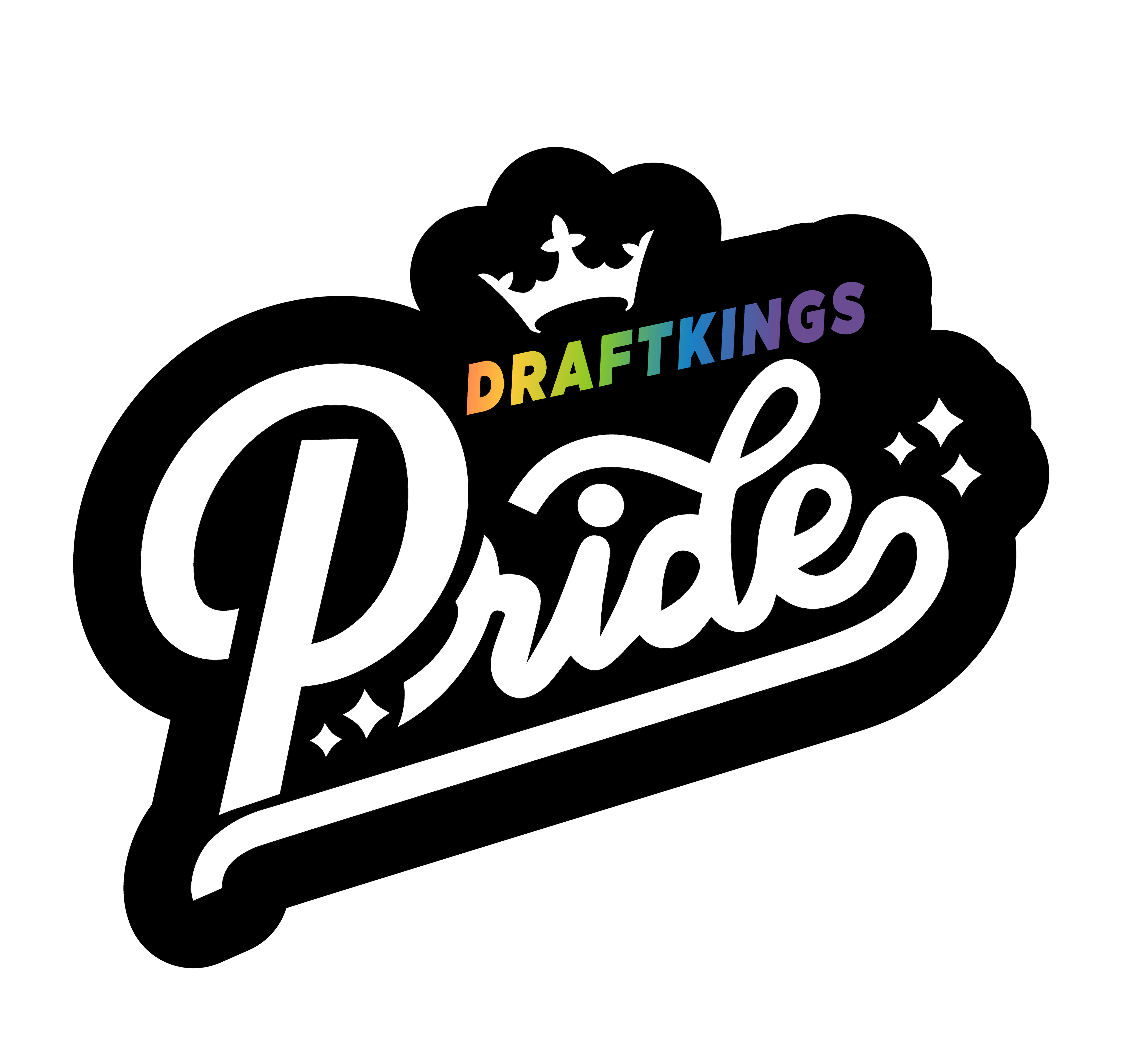 a white text with rainbow colors on a black background