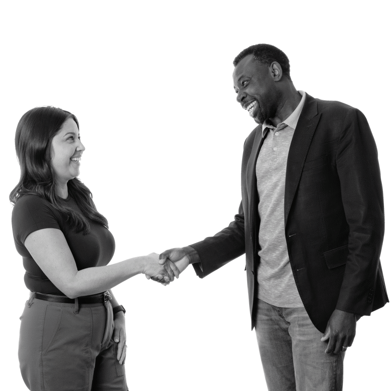 a man and woman shaking hands