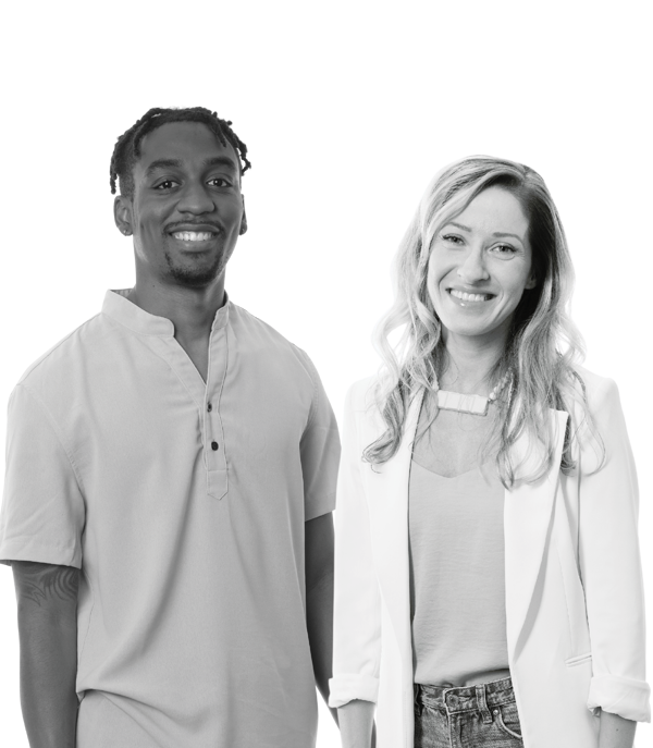 a man and woman standing together