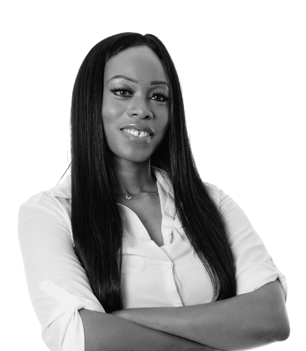 a woman with long hair and crossed arms